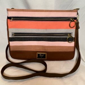 Fossil Crossbody Bag Striped Pink, Coral, Brown